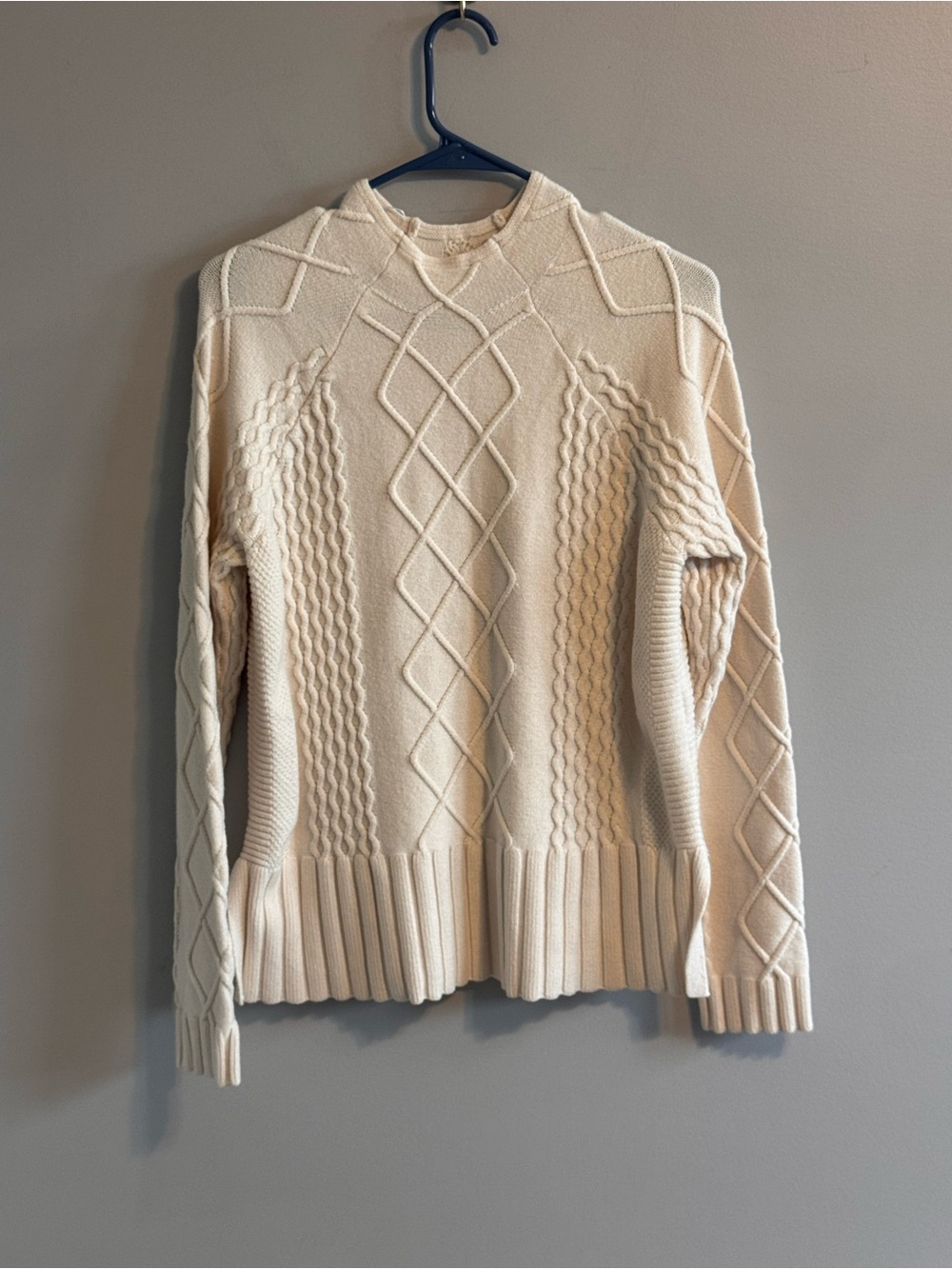 Cyrus Women's Large Ivory Cable Knit Sweater Textured Pullover Rayon Blend